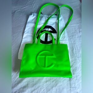 Telfar medium shopper. Vegan leather. Bright Green.